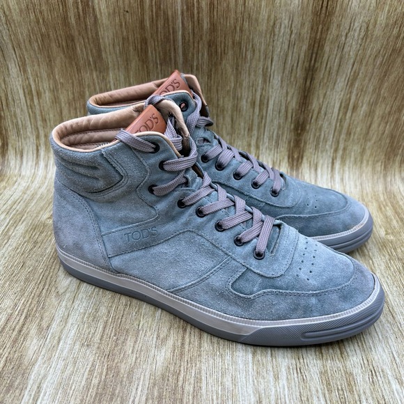 Tods Other - Tods High Top Sneakers Men's Size 8 Blue Gray Suede Leather Italian Luxury Shoes